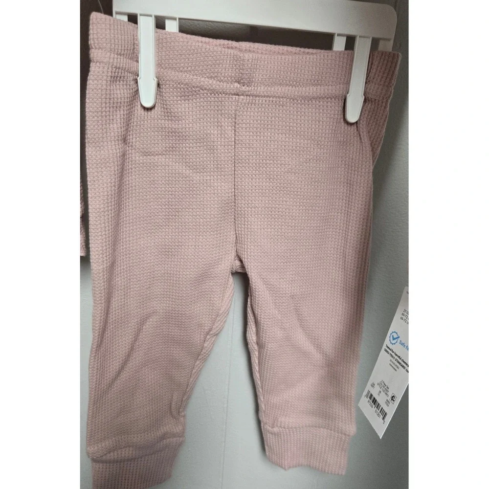 Carters Just One You Baby 9M Pink Waffle Knit 2pc Top and Pants Set